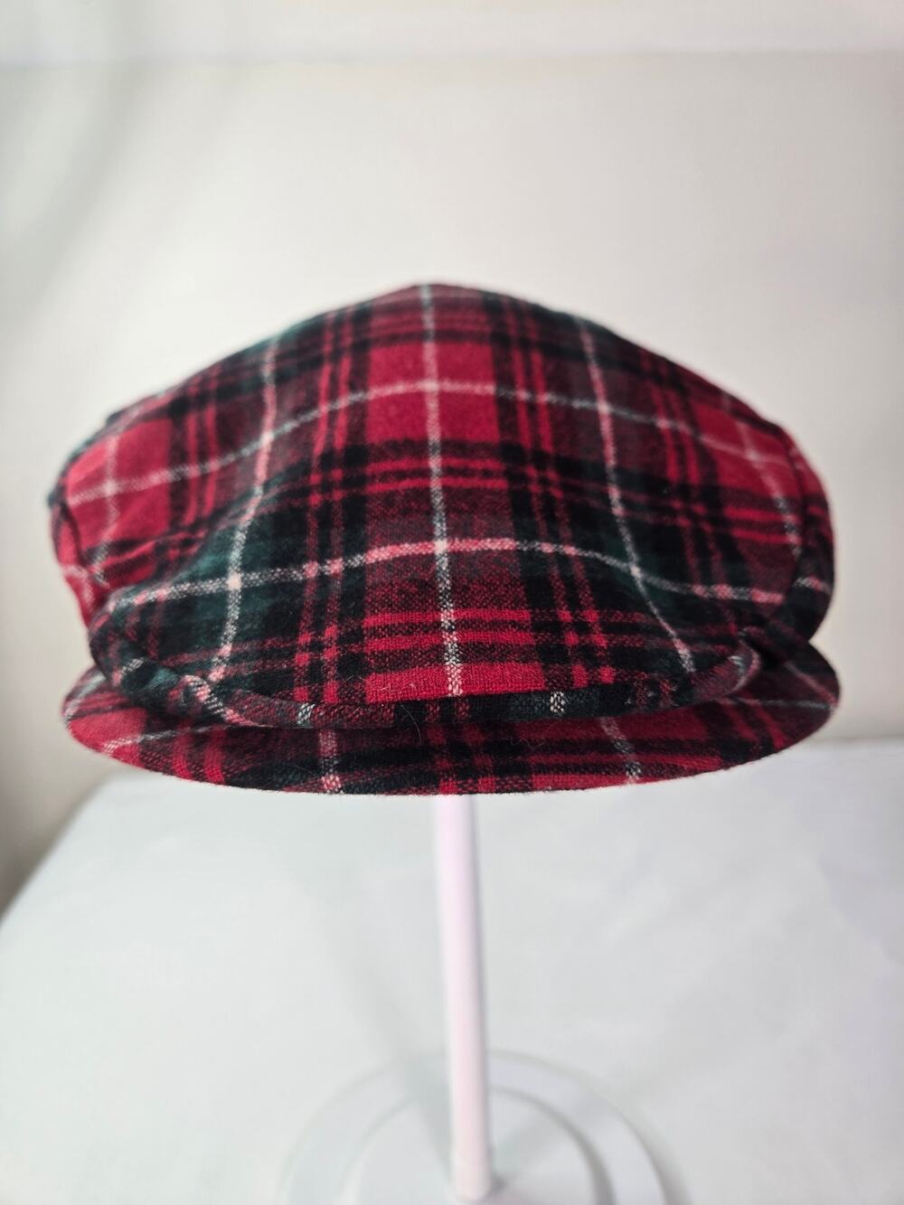 Vintage Pendleton Flat Cap Tartan Red Newsboy Hat Lined Extra Large Wool